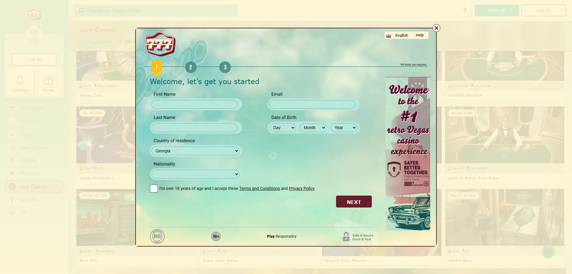 How to register at 777 Casino — step by step sign up process